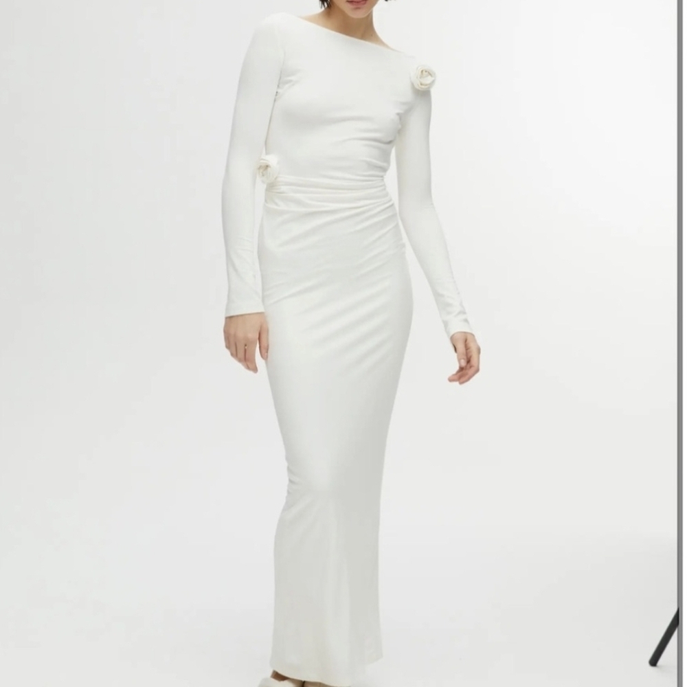 Nocturne White Long Sleeve Maxi Dress